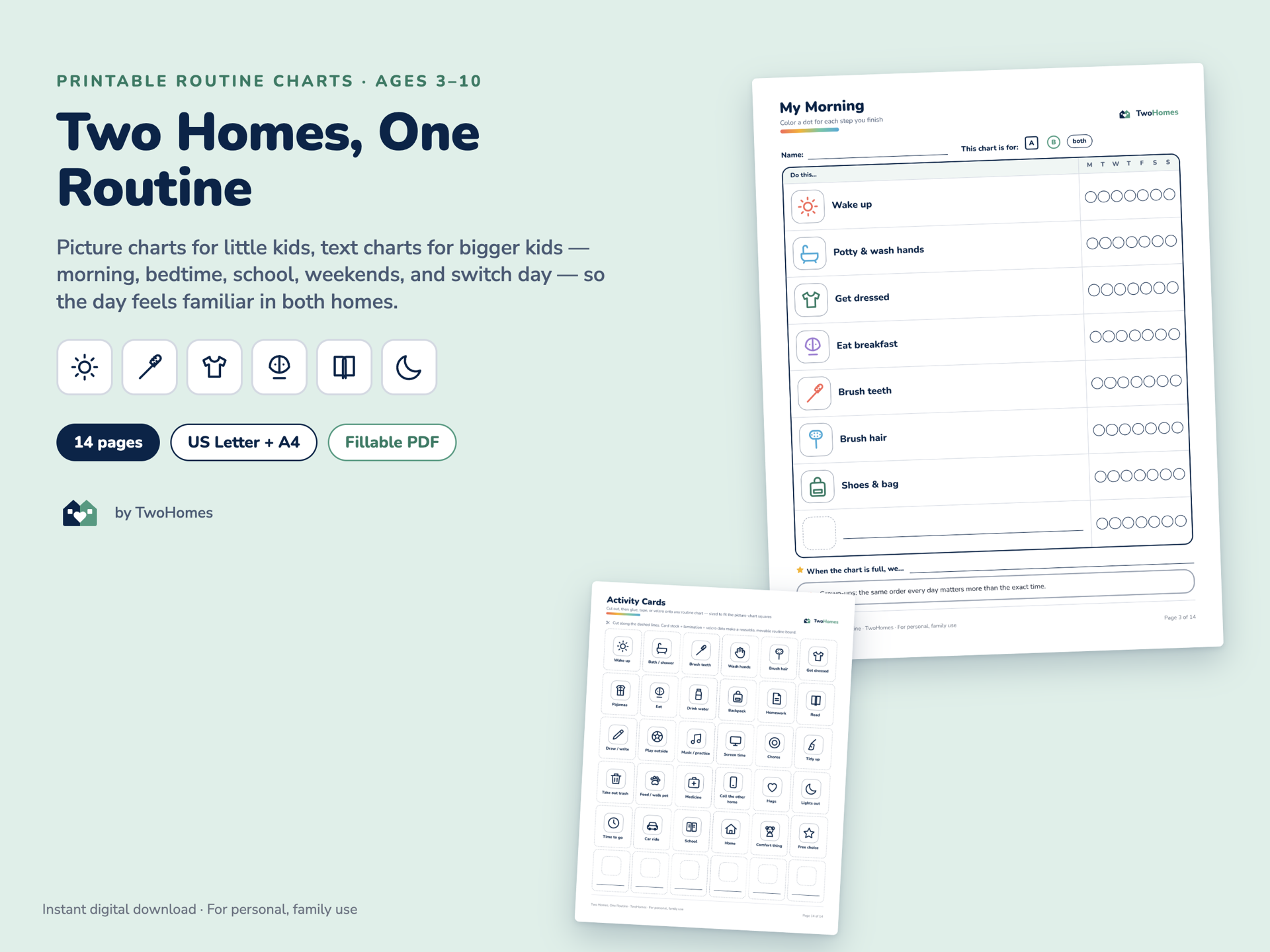 Two Homes, One Routine morning picture chart